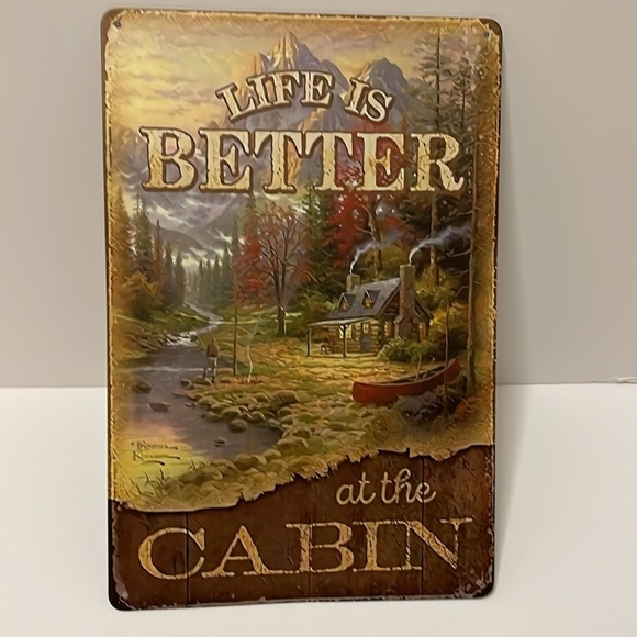 Life is Better at The Cabin Metal Sign Wall Decor 12"x8" New - Picture 7 of 14